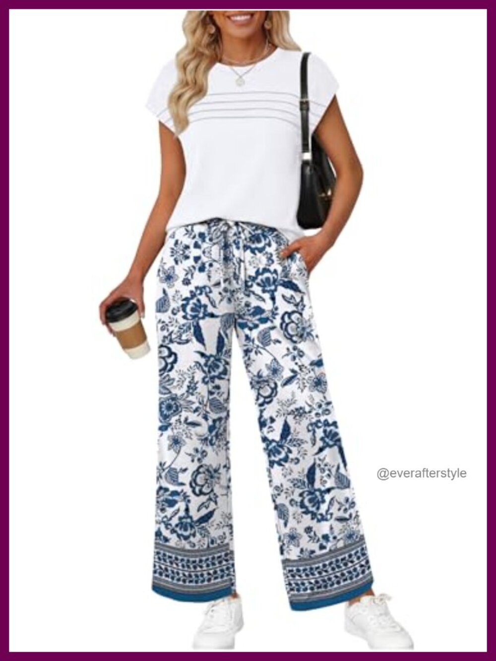 Women's 2 Piece Wide Leg Pant Set Flowy Travel Vacation Outfit